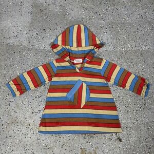 VTG Kids Toddler Hoodie 3T Multicolor Striped Longsleeve Tunic Shirt W Hood 70s